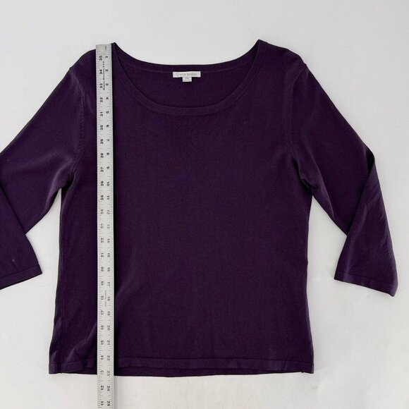 Erin London Dark Purple 3/4 Sleeve Crew Neck Sweater Nylon Blend Sz PM Minimal - Picture 8 of 9